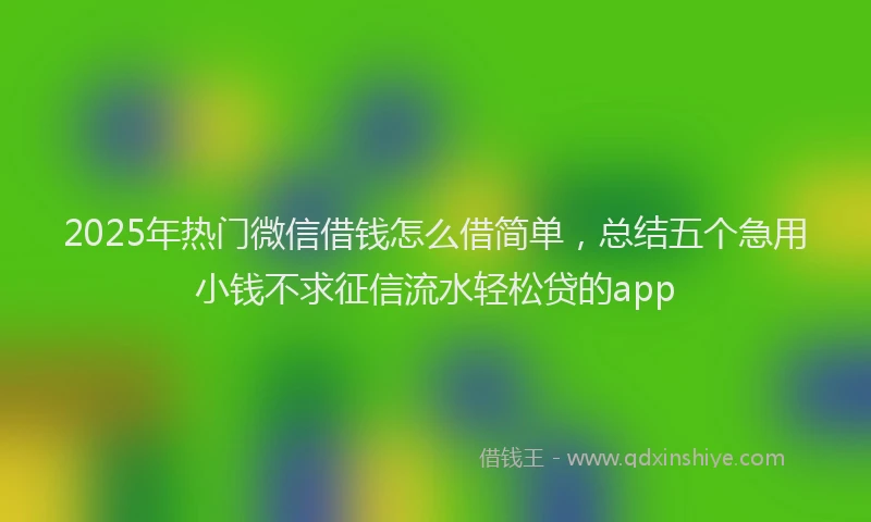 2025年热门微信借钱怎么借简单，总结五个急用小钱不求征信流水轻松贷的app