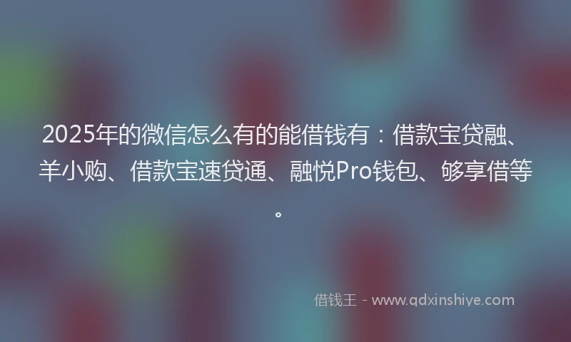 2025年的微信怎么有的能借钱有：借款宝贷融、羊小购、借款宝速贷通、融悦Pro钱包、够享借等。