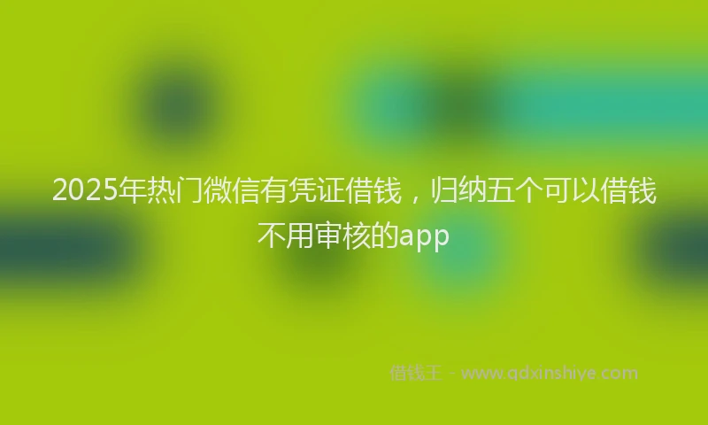 2025年热门微信有凭证借钱，归纳五个可以借钱不用审核的app