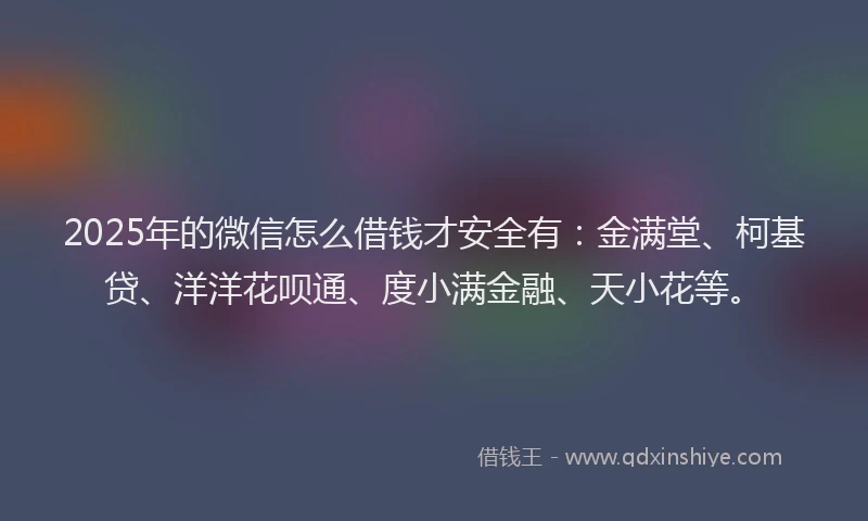 2025年的微信怎么借钱才安全有：金满堂、柯基贷、洋洋花呗通、度小满金融、天小花等。
