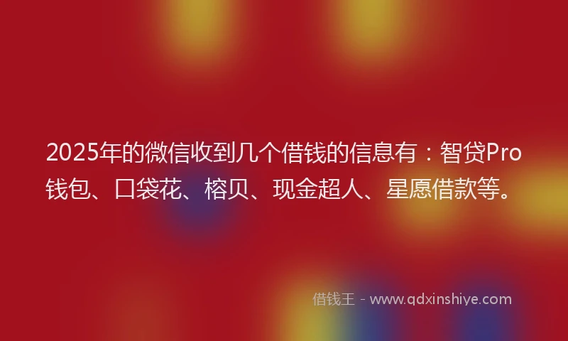 2025年的微信收到几个借钱的信息有：智贷Pro钱包、口袋花、榕贝、现金超人、星愿借款等。