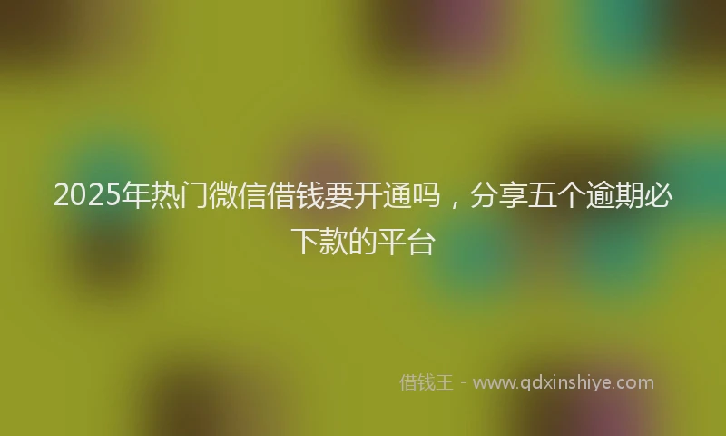 2025年热门微信借钱要开通吗，分享五个逾期必下款的平台