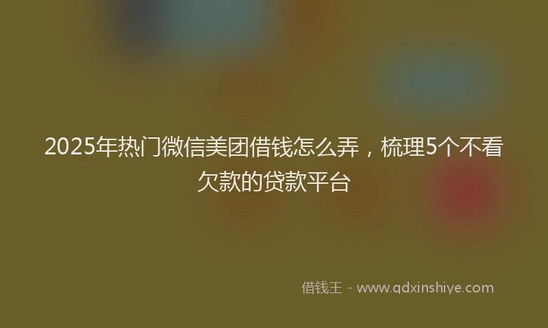 2025年热门微信美团借钱怎么弄，梳理5个不看欠款的贷款平台