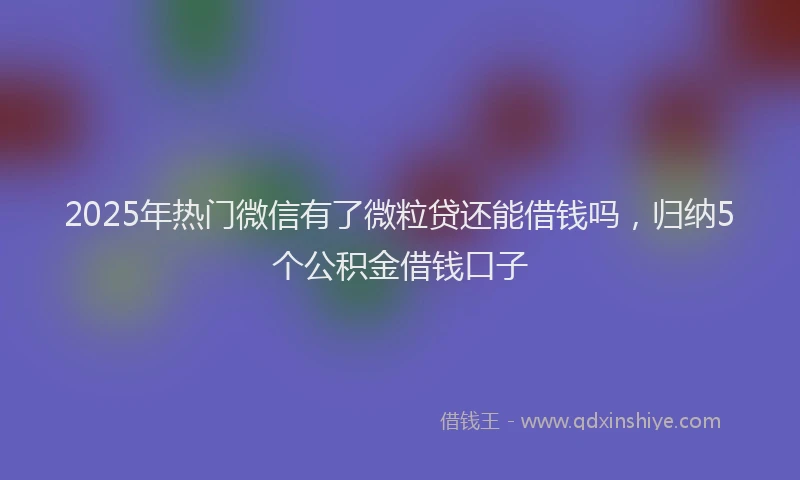 2025年热门微信有了微粒贷还能借钱吗，归纳5个公积金借钱口子