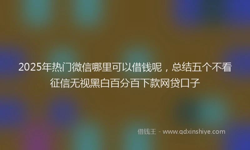 2025年热门微信哪里可以借钱呢，总结五个不看征信无视黑白百分百下款网贷口子