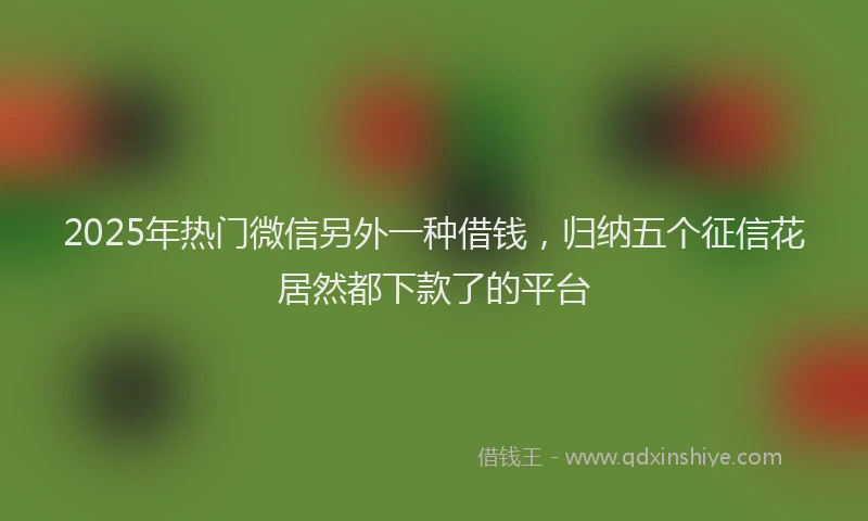 2025年热门微信另外一种借钱，归纳五个征信花居然都下款了的平台