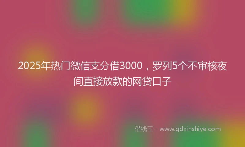 2025年热门微信支分借3000，罗列5个不审核夜间直接放款的网贷口子