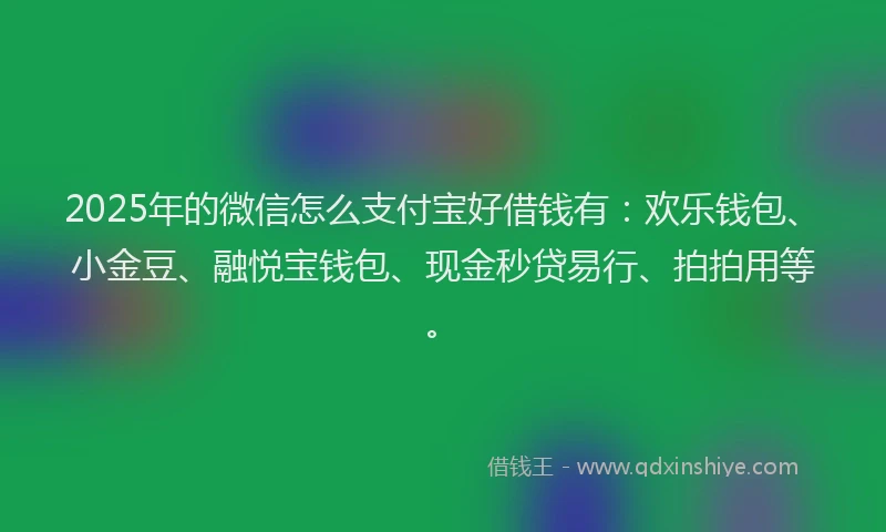 2025年的微信怎么支付宝好借钱有：欢乐钱包、小金豆、融悦宝钱包、现金秒贷易行、拍拍用等。