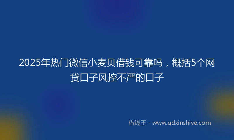 2025年热门微信小麦贝借钱可靠吗，概括5个网贷口子风控不严的口子