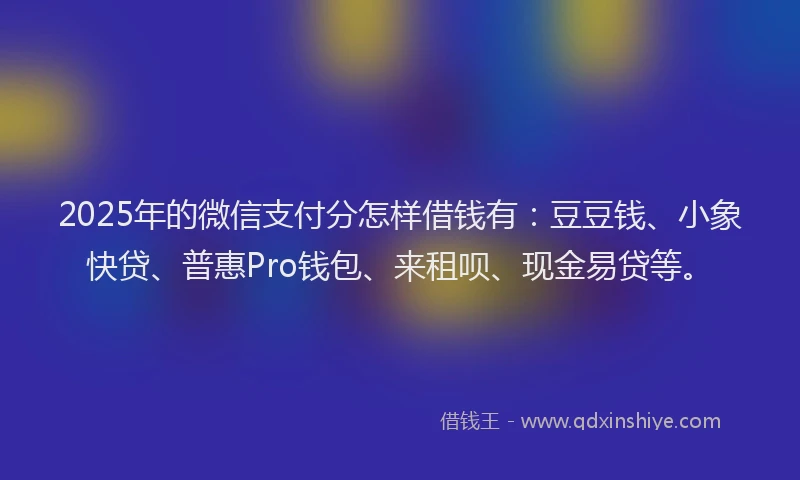 2025年的微信支付分怎样借钱有：豆豆钱、小象快贷、普惠Pro钱包、来租呗、现金易贷等。