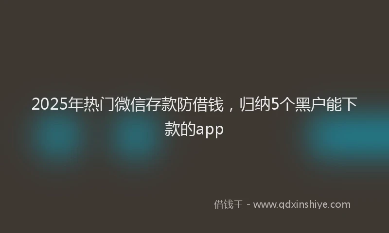 2025年热门微信存款防借钱，归纳5个黑户能下款的app