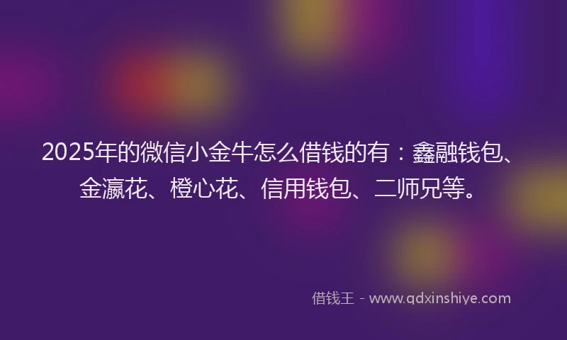 2025年的微信小金牛怎么借钱的有：鑫融钱包、金瀛花、橙心花、信用钱包、二师兄等。
