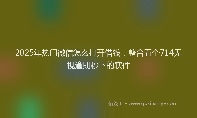 2025年热门微信怎么打开借钱，整合五个714无视逾期秒下的软件
