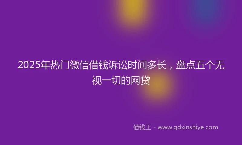 2025年热门微信借钱诉讼时间多长，盘点五个无视一切的网贷