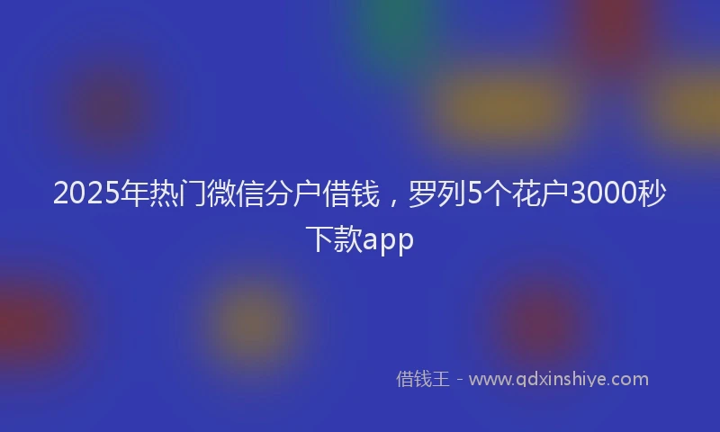 2025年热门微信分户借钱，罗列5个花户3000秒下款app