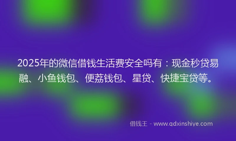 2025年的微信借钱生活费安全吗有：现金秒贷易融、小鱼钱包、便荔钱包、星贷、快捷宝贷等。