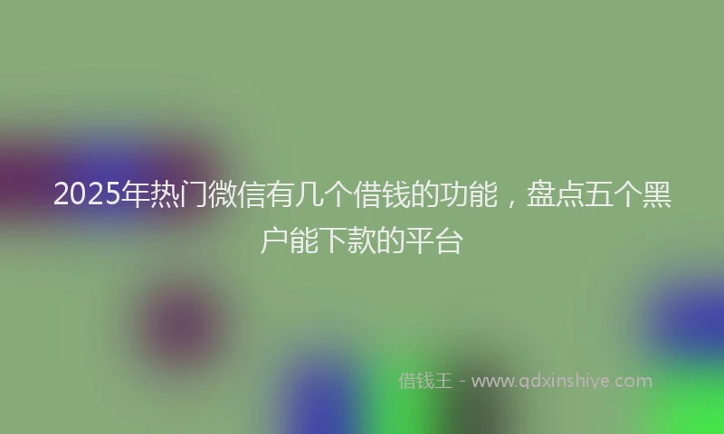 2025年热门微信有几个借钱的功能，盘点五个黑户能下款的平台