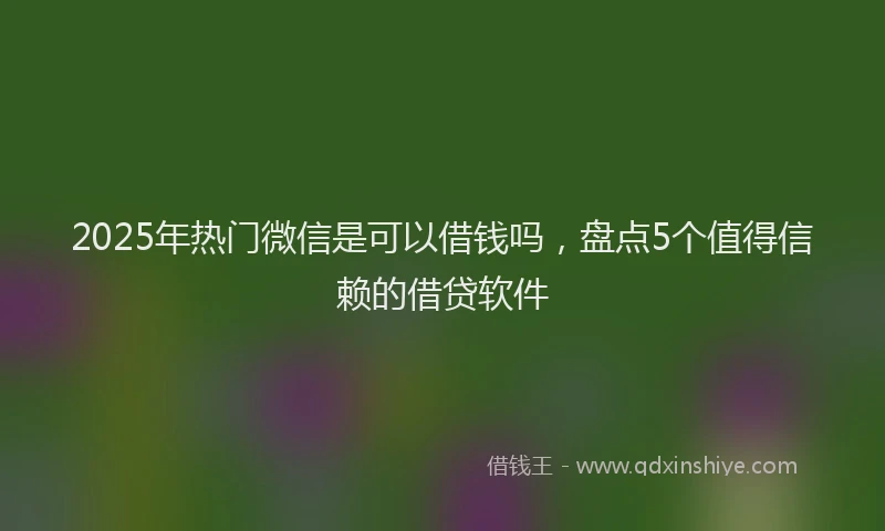 2025年热门微信是可以借钱吗，盘点5个值得信赖的借贷软件