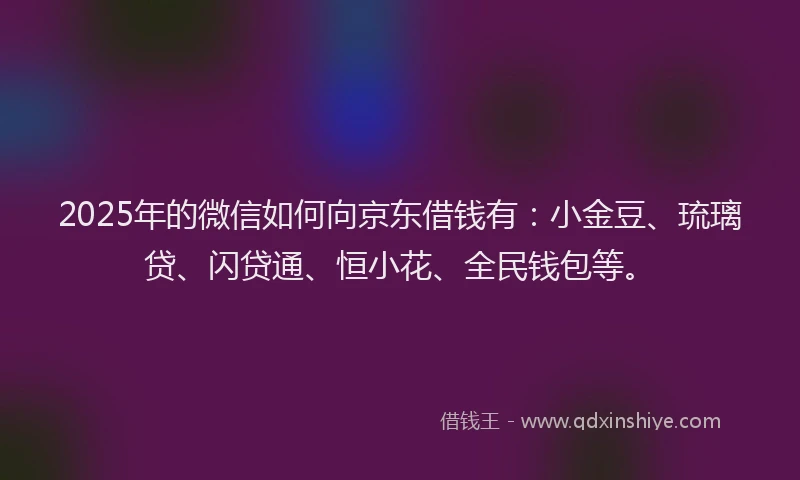 2025年的微信如何向京东借钱有：小金豆、琉璃贷、闪贷通、恒小花、全民钱包等。