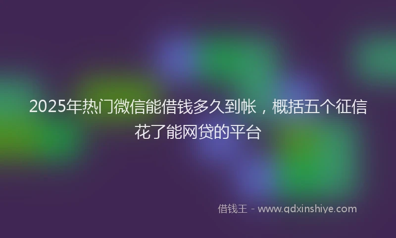 2025年热门微信能借钱多久到帐，概括五个征信花了能网贷的平台