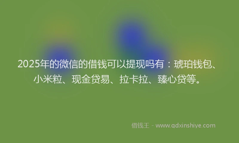 2025年的微信的借钱可以提现吗有：琥珀钱包、小米粒、现金贷易、拉卡拉、臻心贷等。