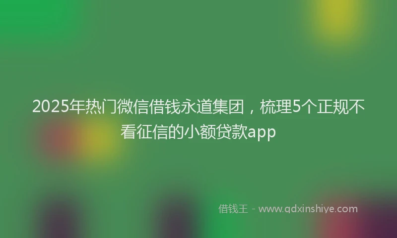 2025年热门微信借钱永道集团，梳理5个正规不看征信的小额贷款app