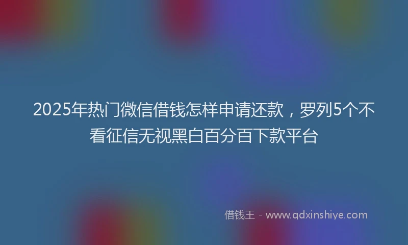 2025年热门微信借钱怎样申请还款，罗列5个不看征信无视黑白百分百下款平台