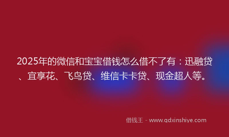 2025年的微信和宝宝借钱怎么借不了有：迅融贷、宜享花、飞鸟贷、维信卡卡贷、现金超人等。