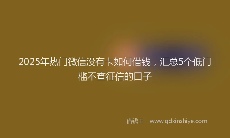 2025年热门微信没有卡如何借钱，汇总5个低门槛不查征信的口子