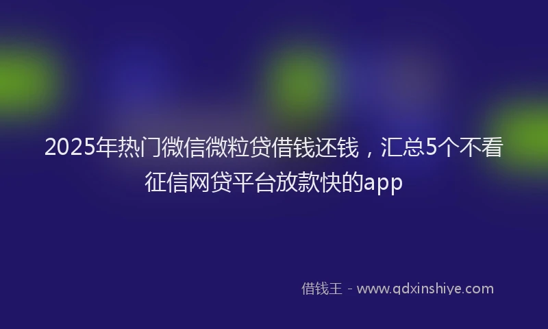 2025年热门微信微粒贷借钱还钱，汇总5个不看征信网贷平台放款快的app