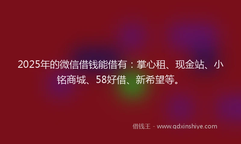 2025年的微信借钱能借有：掌心租、现金站、小铭商城、58好借、新希望等。