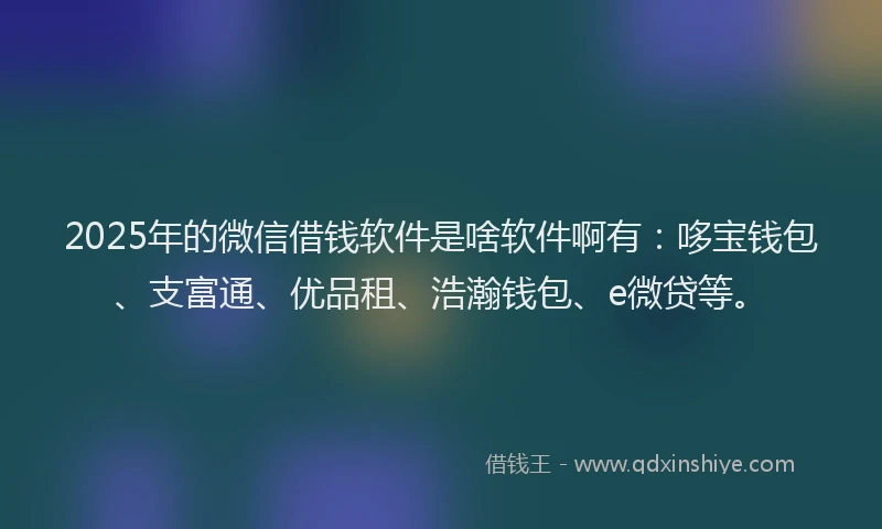 2025年的微信借钱软件是啥软件啊有：哆宝钱包、支富通、优品租、浩瀚钱包、e微贷等。