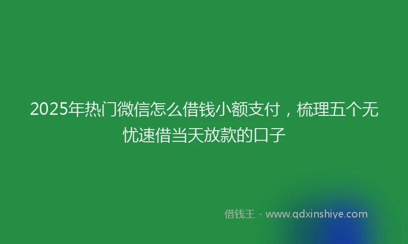 2025年热门微信怎么借钱小额支付，梳理五个无忧速借当天放款的口子