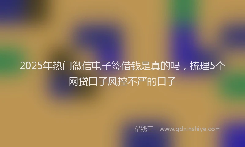 2025年热门微信电子签借钱是真的吗，梳理5个网贷口子风控不严的口子