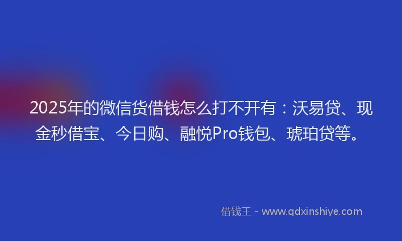 2025年的微信货借钱怎么打不开有：沃易贷、现金秒借宝、今日购、融悦Pro钱包、琥珀贷等。