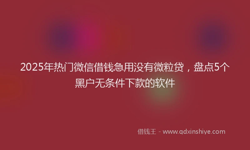 2025年热门微信借钱急用没有微粒贷，盘点5个黑户无条件下款的软件