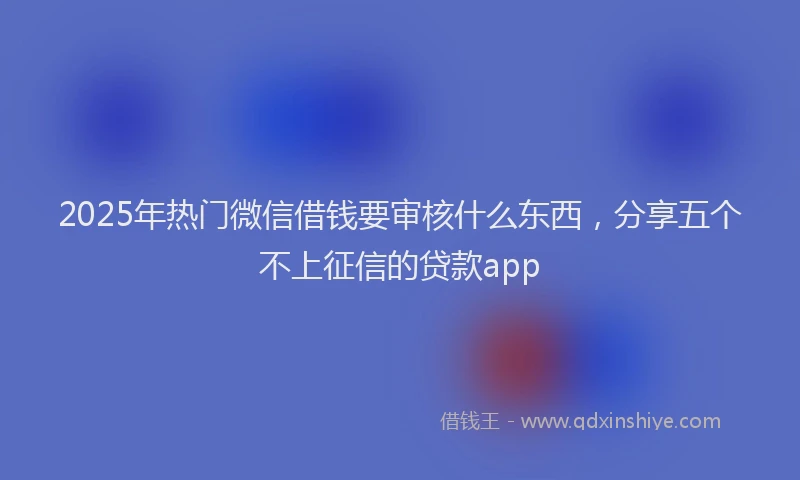 2025年热门微信借钱要审核什么东西，分享五个不上征信的贷款app