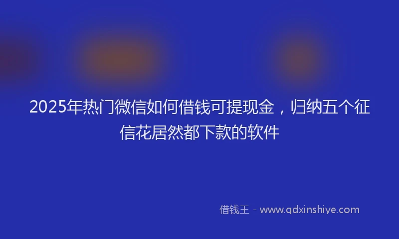 2025年热门微信如何借钱可提现金，归纳五个征信花居然都下款的软件