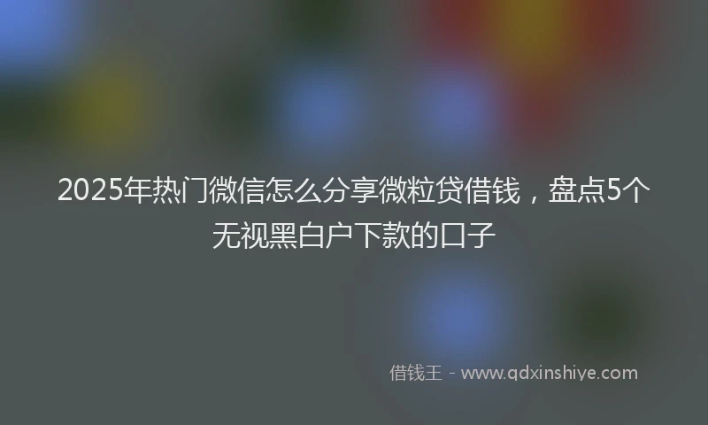 2025年热门微信怎么分享微粒贷借钱，盘点5个无视黑白户下款的口子