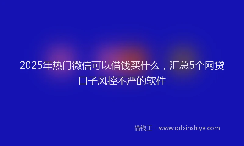 2025年热门微信可以借钱买什么，汇总5个网贷口子风控不严的软件