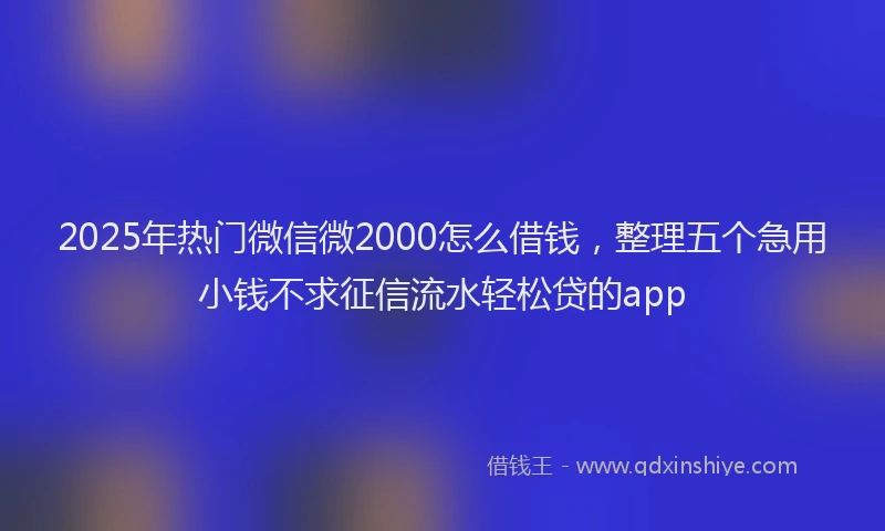 2025年热门微信微2000怎么借钱，整理五个急用小钱不求征信流水轻松贷的app