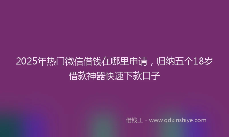 2025年热门微信借钱在哪里申请，归纳五个18岁借款神器快速下款口子