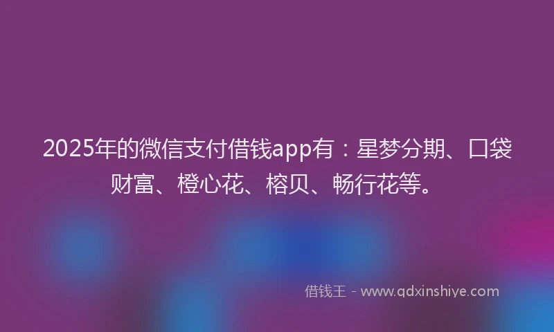 2025年的微信支付借钱app有：星梦分期、口袋财富、橙心花、榕贝、畅行花等。