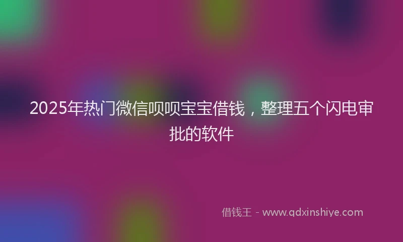 2025年热门微信呗呗宝宝借钱，整理五个闪电审批的软件
