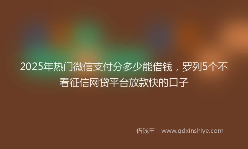2025年热门微信支付分多少能借钱，罗列5个不看征信网贷平台放款快的口子