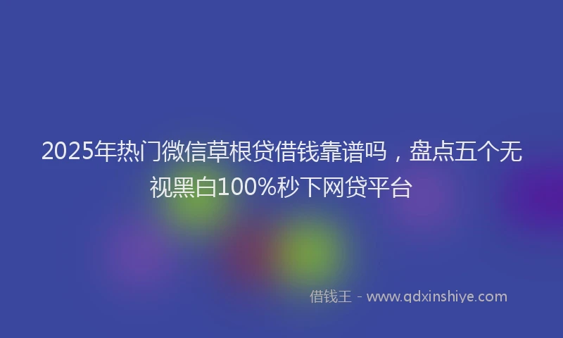 2025年热门微信草根贷借钱靠谱吗，盘点五个无视黑白100%秒下网贷平台