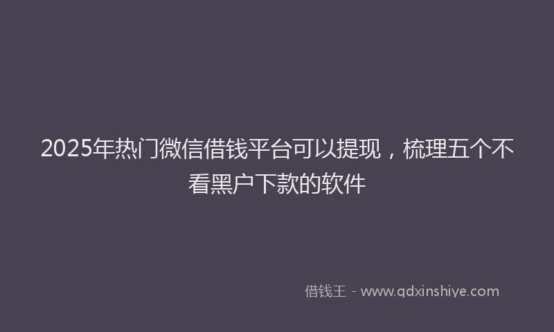 2025年热门微信借钱平台可以提现，梳理五个不看黑户下款的软件