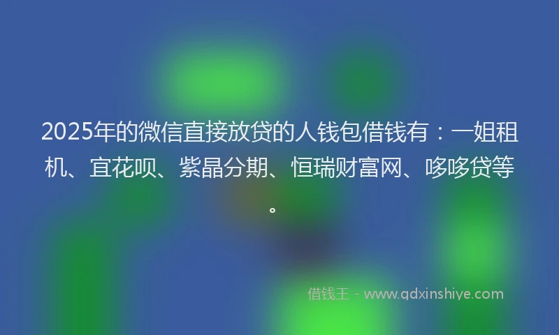 2025年的微信直接放贷的人钱包借钱有：一姐租机、宜花呗、紫晶分期、恒瑞财富网、哆哆贷等。