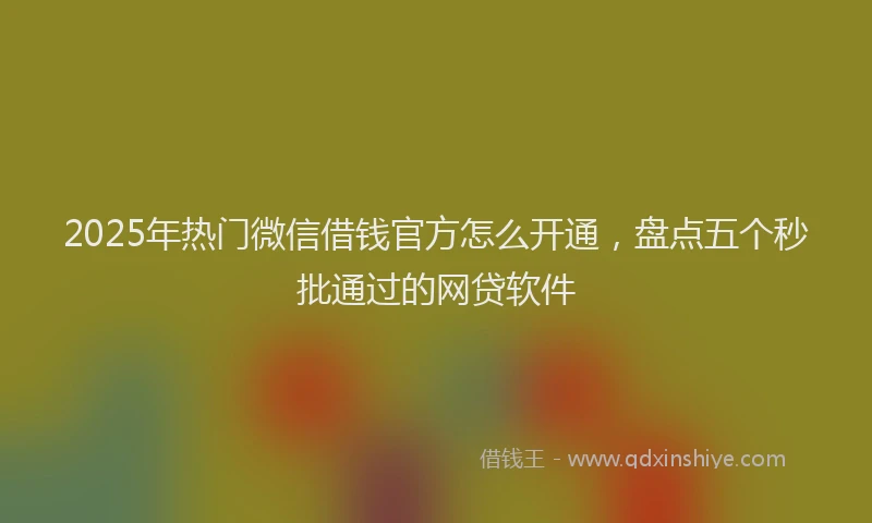 2025年热门微信借钱官方怎么开通，盘点五个秒批通过的网贷软件