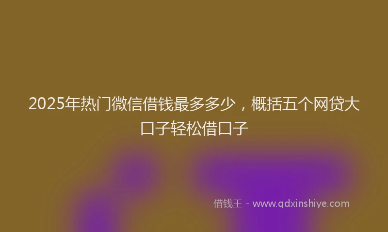 2025年热门微信借钱最多多少，概括五个网贷大口子轻松借口子